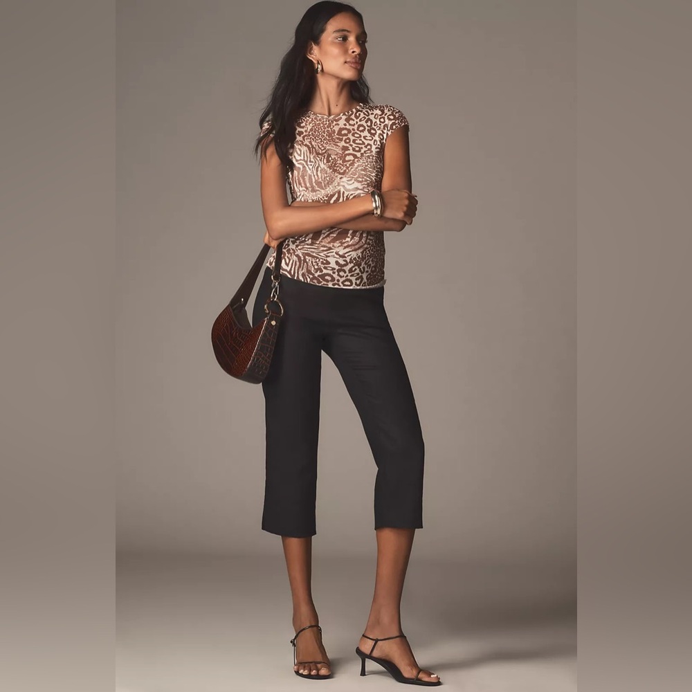 Reformation Petra Linen Pedal Pusher Pants in Black